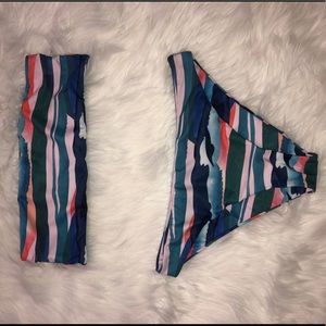 Multicolor bandeau bikini set